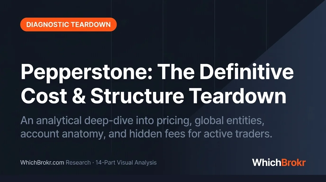 Pepperstone Definitive Cost and Structure Teardown — The WhichBrokr Diagnostic Analysis cover slide